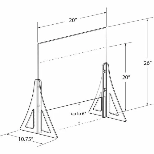 Global Approved 179770-187 Counter Cashier Shield Acrylic 20"W x 26"H 6 Global Approved 179770-187 Counter Cashier Shield Acrylic 20"W x 26"H - Image 4