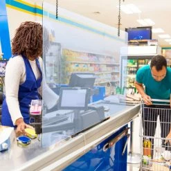 Global Approved 179902 Hanging Cashier Shield, Acrylic 18"W x 24"H - Pkg Qty 2 -Server & Expediter Supplies Sales 179902 4