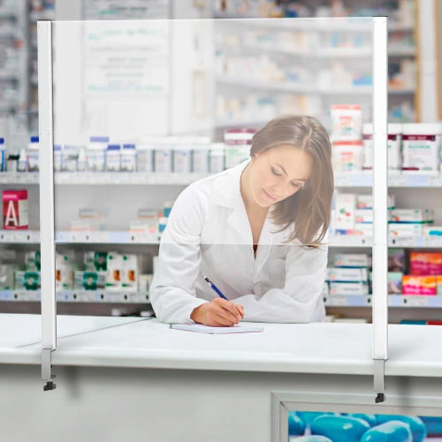 Global IndustrialΓäó Cashier Shield 24"W x 24"H, With Clamp On Base, Silver 4 Global IndustrialΓäó Cashier Shield 24"W x 24"H, With Clamp On Base, Silver - Image 2