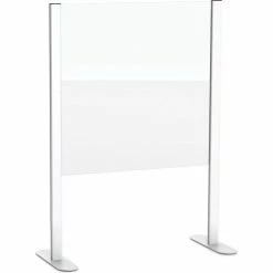 Global Industrial™ Cashier Shield 48"W X 36"H, With Racetrack Base, Silver -Server & Expediter Supplies Sales 298645 1