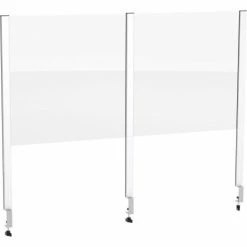 Global Industrial™ Cashier Shield 48"W X 24"H W/ Clamp On Base And Center Clamp On Base Silver