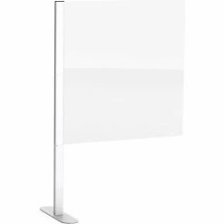 Global Industrial™ Cashier Shield 48"W x 36"H Add-On, With Center Racetrack Base, Silver -Server & Expediter Supplies Sales 298653 1