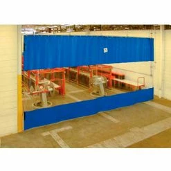 Global Industrial™ Blue Curtain Wall Partition with Clear Vision Strip 6 x 8
