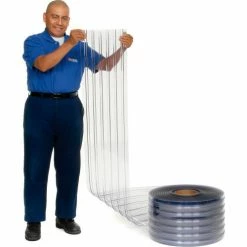 Global Industrial PVC Strip Curtain Roll - Scratch Resistant Ribbed Clear - 8" x 150' x .072" -Server & Expediter Supplies Sales 585339 04 1