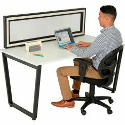 Interion By Global Industrial Interion® Universal Clamp-On Desk Partition - Frosted -Server & Expediter Supplies Sales 695445 02