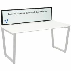 Interion By Global Industrial Interion® Universal Clamp-On Desk Partition - Magnetic Whiteboard