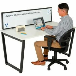 Interion By Global Industrial Interion® Universal Clamp-On Desk Partition - Magnetic Whiteboard -Server & Expediter Supplies Sales 695447 02