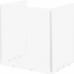 Interion By Global Industrial Interion® Tri-Fold Acrylic Desk Shield, 22"W x 16"D x 24"H, Clear