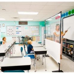 Anchor Industries. Anchor Porta-Shield Freestanding Vinyl Divider, 8'W x 6-1/2'H - Clear/White -Server & Expediter Supplies Sales 9999080 05 1