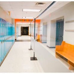 Anchor Industries. Anchor Porta-Shield Freestanding Vinyl Divider, 6'W x 6-1/2'H - Clear/White -Server & Expediter Supplies Sales 9999080 06