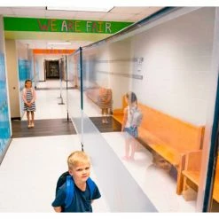 Anchor Industries. Anchor Porta-Shield Freestanding Vinyl Divider, 6'W x 6-1/2'H - Clear/White -Server & Expediter Supplies Sales 9999080 07