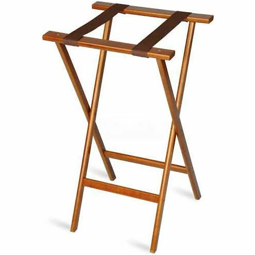 Gaychrome Economy Tray Stand, Brown Straps, Wood, Dark Walnut Stain Finish, (Single Pack) 3 Gaychrome Economy Tray Stand, Brown Straps, Wood, Dark Walnut Stain Finish, (Single Pack)