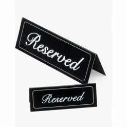Cal-Mil 285 Reserved Sign Black Vinyl Tents 5-3/4"W x 1"D x 2"H Black With White Letters - Pkg Qty 12