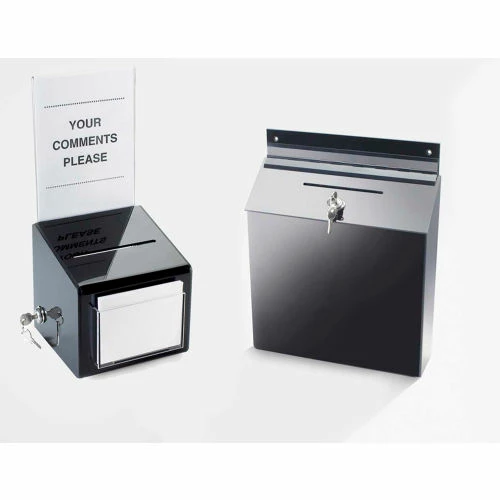 Cal-Mil 388 Suggestion Box 12"W x 3-1/2"D x 15"H Black 3 Cal-Mil 388 Suggestion Box 12"W x 3-1/2"D x 15"H Black