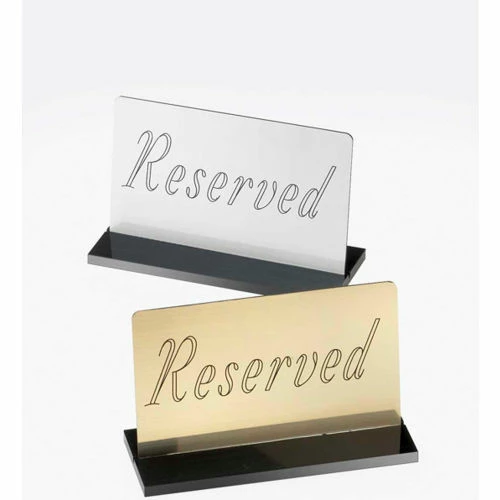 Cal-Mil 956-11 Black Base Reserved Sign 5"W x 1"D x 3"H Gold - Pkg Qty 12 3 Cal-Mil 956-11 Black Base Reserved Sign 5"W x 1"D x 3"H Gold - Pkg Qty 12