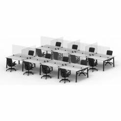 Luxor RECLAIM® Acrylic Sneeze Guard Desk Divider, Freestanding - 60" x 30" - Clear 10 Luxor RECLAIM® Acrylic Sneeze Guard Desk Divider, Freestanding - 60" x 30" - Clear -Server & Expediter Supplies Sales DIVTT DOUBLE BENCHING 1
