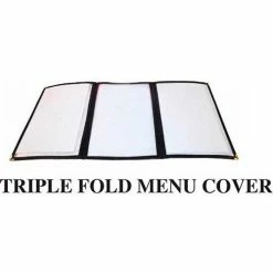 Winco PMCT-9G Triple Fold Menu Cover, 9-1/2"W, 12"H, Plastic W/ Vinyl Binding, Three Page, Green - Pkg Qty 25