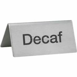 Winco SGN-102 Tent Sign, Decaf, 3"L, 1-1/2"H, Stainless Steel - Pkg Qty 12