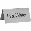 Winco SGN-104 Tent Sign, Hot Water, 3"L, 1-1/2"H, Stainless Steel - Pkg Qty 12 -Server & Expediter Supplies Sales DWL SGN 104