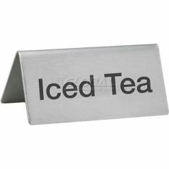 Winco SGN-105 Tent Sign, Iced Tea, 3"L, 1-1/2"H, Stainless Steel - Pkg Qty 12