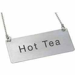 Winco SGN-201 Chain Sig, Hot Tea, 3-1/2"L, 1-3/4"H, Stainless Steel - Pkg Qty 12