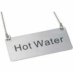 Winco SGN-204 Chain Sig, Hot Water, 3-1/2"L, 1-3/4"H, Stainless Steel - Pkg Qty 12