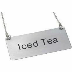 Winco SGN-205 Chain Sig, Iced Tea, 3-1/2"L, 1-3/4"H, Stainless Steel - Pkg Qty 12