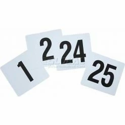 Winco TBN-25 Table Numbers, 1-25, 3-3/4"W, 4"H, Plastic, Numbers on Both Sides, 25/Pk
