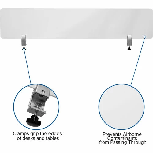 Flash Furniture Clear Acrylic Desk Partition with Hardware, 12"H x 60"W 7 Flash Furniture Clear Acrylic Desk Partition with Hardware, 12"H x 60"W - Image 5