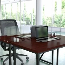 Flash Furniture Clear Acrylic Desk Partition with Hardware, 12"H x 55"W -Server & Expediter Supplies Sales FHF FBR DDIA 30139 GG LS