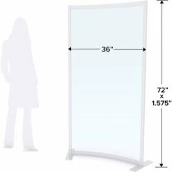 Quantum Curved Rigid Stationary Floor Partition, 1-Panel, 36"W x 72"H, Clear, Aluminum Frame -Server & Expediter Supplies Sales FP36X72AC 5000 02