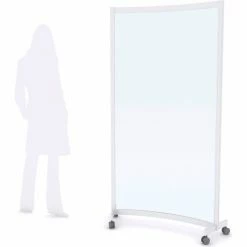 Quantum Curved Rigid Mobile Floor Partition, 1-Panel, 36"W x 72"H, Clear, Aluminum Frame -Server & Expediter Supplies Sales FP36X72AR 5000 03