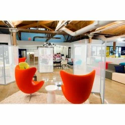 Quantum Corner Rigid Stationary Floor Partition, 2-Panel, 40"Wx72"H, Aluminum Frame, Frosted Inserts -Server & Expediter Supplies Sales FP40X72FR 5000 03