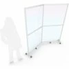 Quantum Cornered Mobile Floor Partition, 2 Panel, 80"W x 72"H, Folding Hinged Joint, Alum. Frame -Server & Expediter Supplies Sales FP80X72FH 5000 01