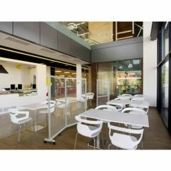 Quantum Cornered Mobile Floor Partition, 2 Panel, 80"W x 72"H, Folding Hinged Joint, Alum. Frame -Server & Expediter Supplies Sales FP80X72FH 5000 03