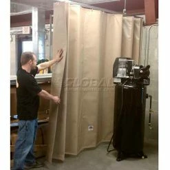 Goff's Stock Sound Curtain 31976 with Hardware - 14'10"W x 10'H - Beige -Server & Expediter Supplies Sales GFF 31976