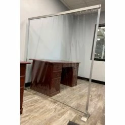 Global Industrial™ Floor Supported Portable Personal Safety Partition 3'W x 5'H - Clear -Server & Expediter Supplies Sales GFF 34132H 4