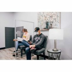 Global Industrial™ Floor Supported Portable Personal Safety Partition 2'W x 5'H - Clear