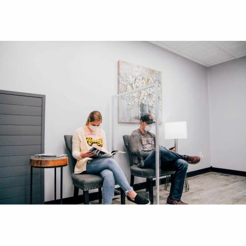 Global Industrial Floor Supported Portable Personal Safety Partition 2'W x 5'H - Clear 4 Global Industrial Floor Supported Portable Personal Safety Partition 2'W x 5'H - Clear - Image 2