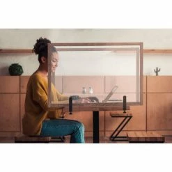 MasterVision Protector Desktop Board, Clear Panel, Rustic Wood Frame w/ Clamps - 40-8/9"W x 27-3/5"H -Server & Expediter Supplies Sales GL34016201 03