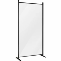 M&T Display Clear Wall Separator 37"W x 74-1/2"H, Black Frame
