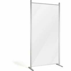 M&T Display Clear Wall Separator 37"W x 74-1/2"H, Silver Frame