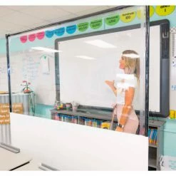 Anchor Industries. Anchor Porta-Shield Freestanding Vinyl Divider, 8'W x 6-1/2'H - Clear/White