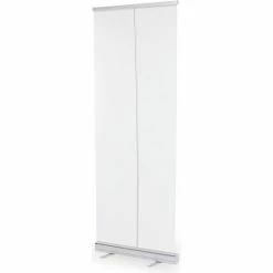 Quantum Retractable Floor Partition with Telescoping T-Frame, 23"W x 66"H, Clear Polyester