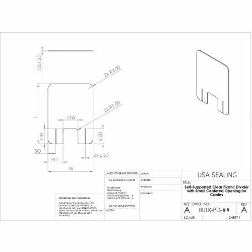 USA Sealing Plastic Dividers with Small Centered Opening Freestanding, 36"W x 24"H Clear PD-109 - Pkg Qty 12 4 USA Sealing Plastic Dividers with Small Centered Opening Freestanding, 36"W x 24"H Clear PD-109 - Pkg Qty 12 - Image 2