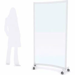 Quantum Curved Rigid Mobile Floor Partition, 1-Panel, 36"W x 72"H, Clear, Aluminum Frame -Server & Expediter Supplies Sales TTX FP36X72AR 5000