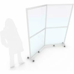 Quantum Cornered Mobile Floor Partition, 2 Panel, 80"W x 72"H, Folding Hinged Joint, Alum. Frame -Server & Expediter Supplies Sales TTX FP80X72FH 5000